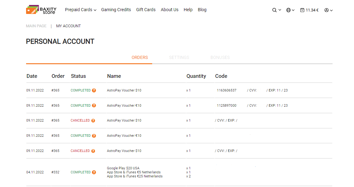 Baxity Store PerfectMoney